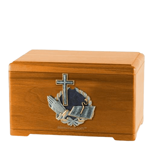Praying Bible Oak Cremation Urn