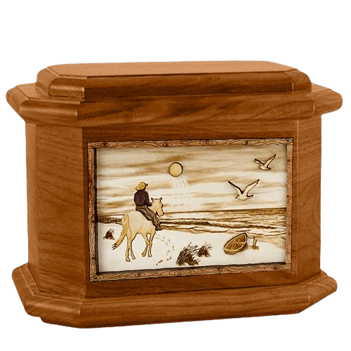 Horse Beach Mahogany Octagon Cremation Urn