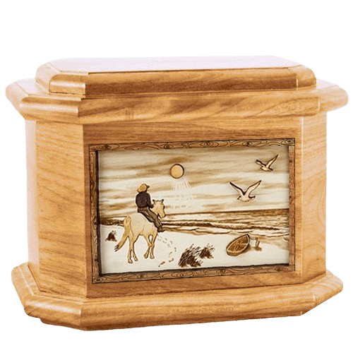 Horse Beach Oak Octagon Cremation Urn