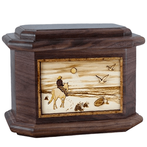 Horse Beach Walnut Octagon Cremation Urn