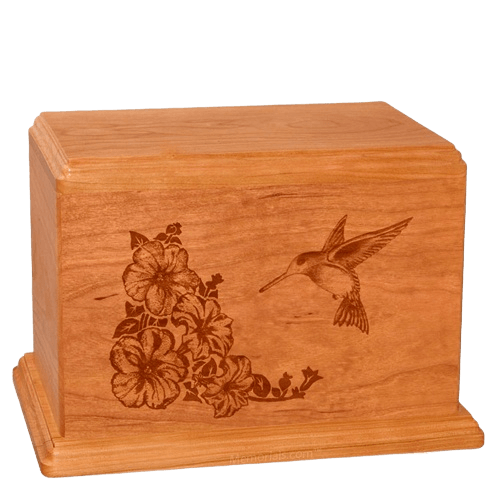 Hummingbird Companion Mahogany Wood Urn