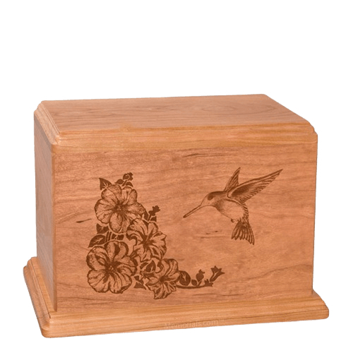 Hummingbird Individual Cherry Wood Urn