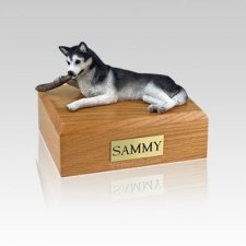 Husky Black & White Small Dog Urn