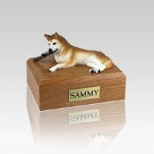 Husky Red & White Blue Eyes Small Dog Urn