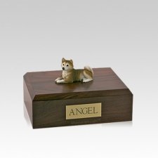 Husky Red Laying Small Dog Urn