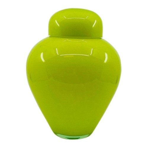 Lime Green Moonlit Glass Urn