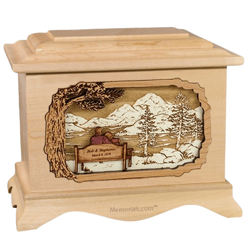 Love Birds Maple Cremation Urn