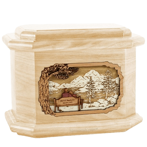 Love Birds Maple Octagon Cremation Urn