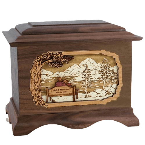 Love Birds Walnut Cremation Urn