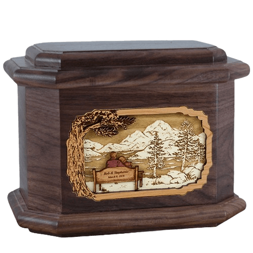 Love Birds Walnut Octagon Cremation Urn