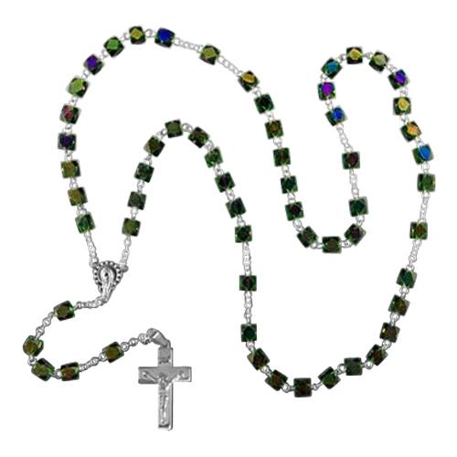 Iridescent Silver Cremation Rosary