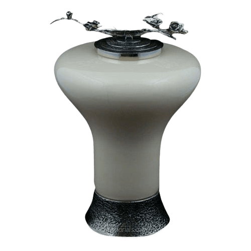 Ivory Rose Glass Cremation Urn