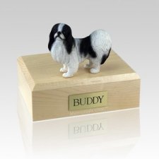 Japanese Chin Black & White Large Dog Urn