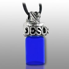 Jesus Blue Pet Ash Urn Necklace