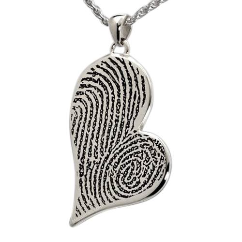 Joined Heart 14k White Gold Cremation Print Keepsake