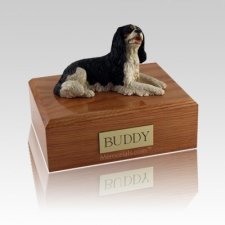 King Charles Spaniel Black Laying Large Dog Urn