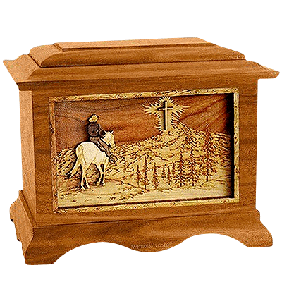 Last Horse Ride Mahogany Cremation Urn for Two