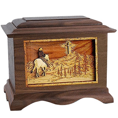 Last Horse Ride Walnut Cremation Urn For Two