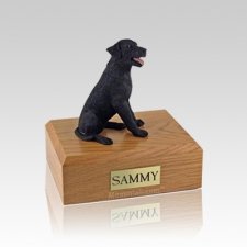 Labrador Black Sitting Small Dog Urn