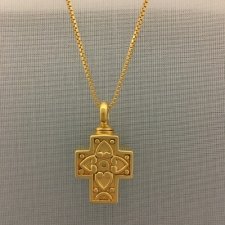 Large Filigree Pet Cross with Hearts Memorial Jewelry II