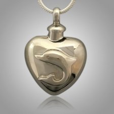 Large Pet Dolphin Heart Cremation Pendant