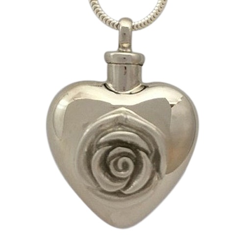 Large Rose Heart Cremation Jewelry