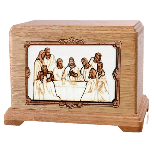 Last Supper Oak Hampton Cremation Urn