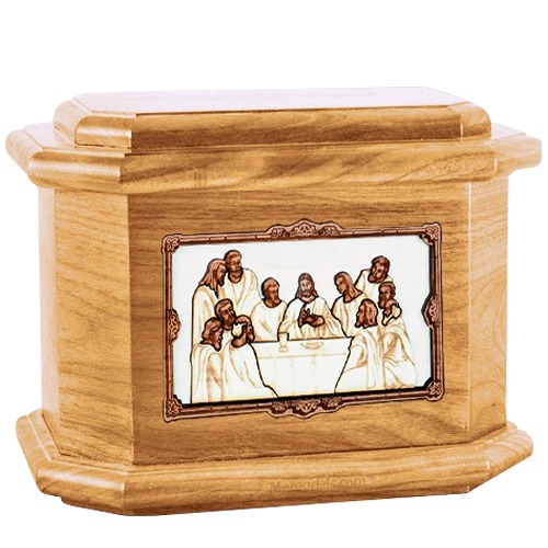 Last Supper Oak Octagon Cremation Urn