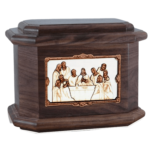 Last Supper Walnut Octagon Cremation Urn