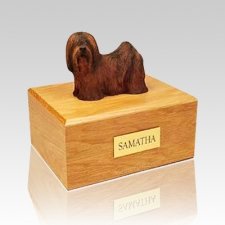 Lhasa Apso Black & Tan Large Dog Urn