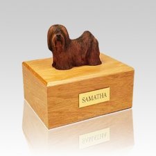 Lhasa Apso Black & Tan Medium Dog Urn