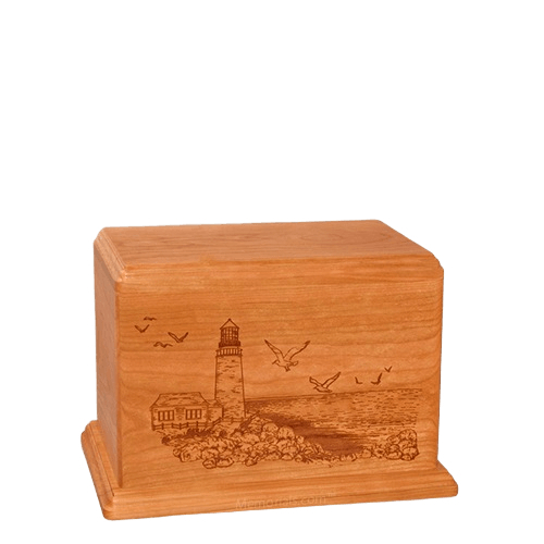 Lighthouse Small Mahogany Wood Urn