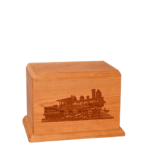 Locomotive Small Mahogany Wood Urn