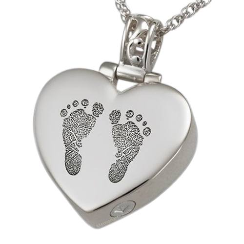 Lovely Heart Sterling Cremation Print Keepsake