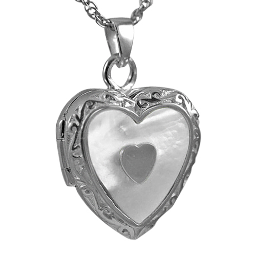 Double Pearl Heart Keepsake Pendant