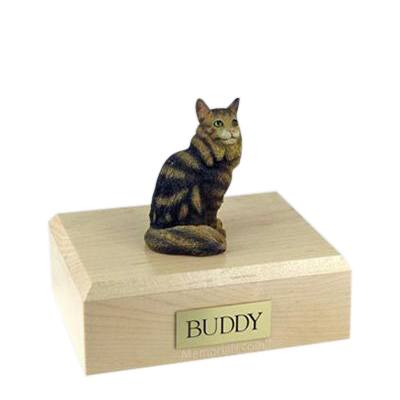 Maine Coon Brown Tabby Medium Cat Cremation Urn