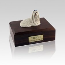 Maltese Sitting Small Dog Urn