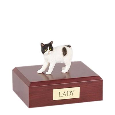 Manx Black and White Medium Cat Cremation Urn