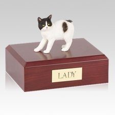 Manx Black and White Cat Cremation Urns