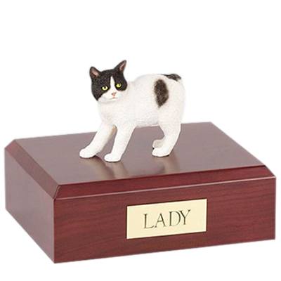 Manx Black and White X Large Cat Cremation Urn 