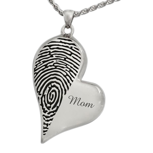 Merged Heart 14k White Cremation Print Keepsake