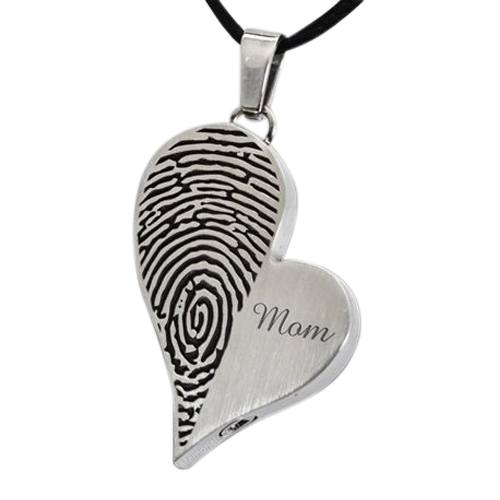 Merged Heart Stainless Cremation Print Keepsake