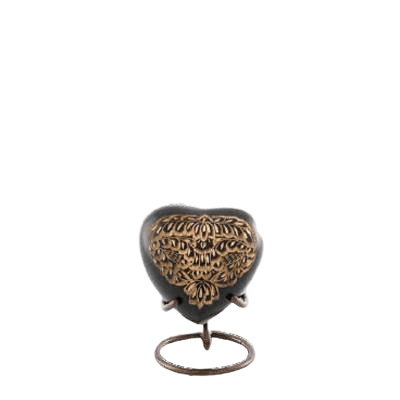 Midnight Ornate Heart Keepsake Cremation Urn