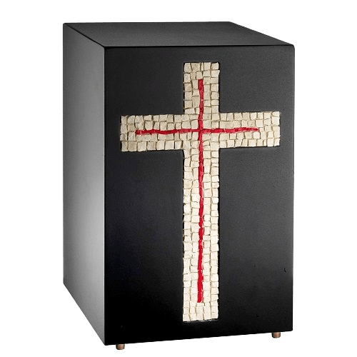 Modern Cross Mosaic Cremation Urn