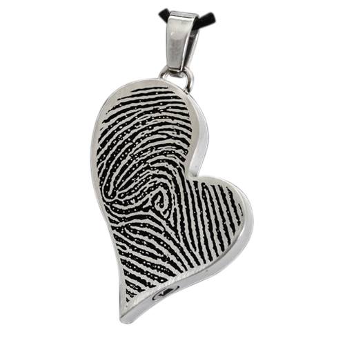 Modern Heart 14k White Gold Cremation Print Keepsake