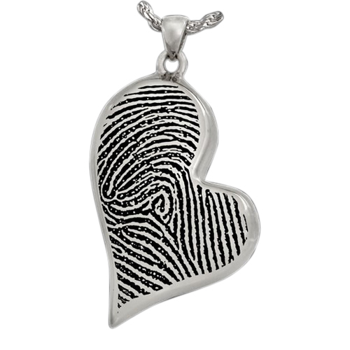 Modern Heart Sterling Cremation Print Keepsake