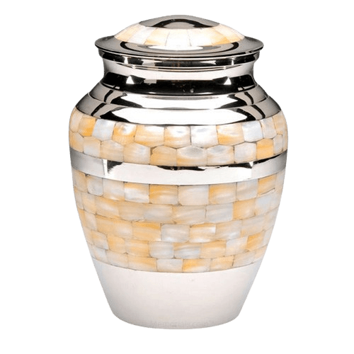 Mother of Pearl Silver Cremation Urn