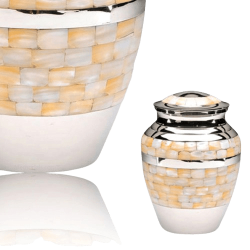 Mother of Pearl Silver Keepsake Cremation Urn