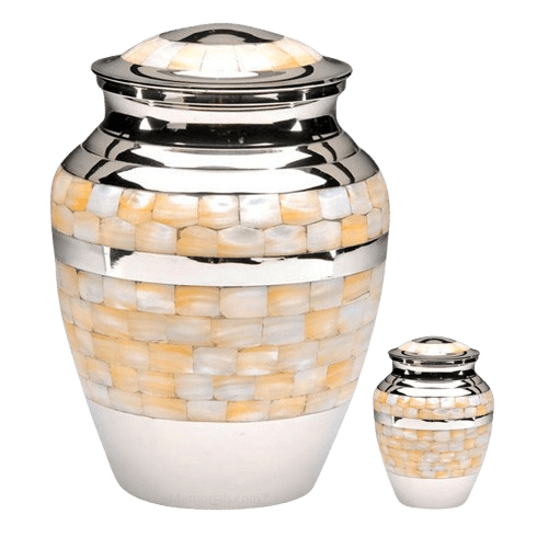 Mother of Pearl Silver Cremation Urns