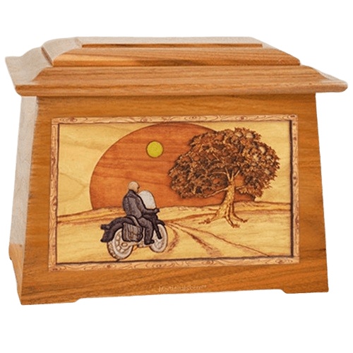 Motorcycle & Moon Mahogany Aristocrat Cremation Urn